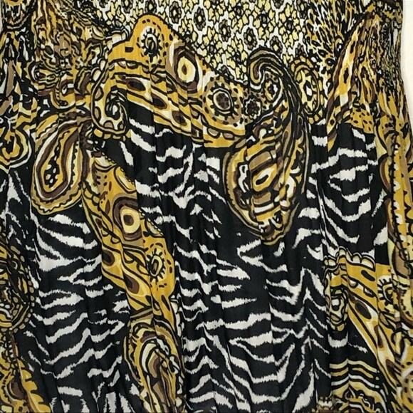 Sharagano Retro Crinkle Babydoll Blouse Brown Tan Textured Size Large - Picture 12 of 14